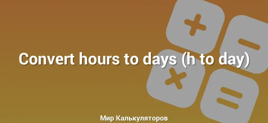 Convert hours to days (h to day)